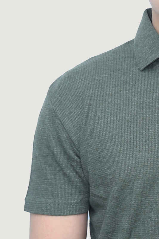 Olive - Heathered Rib Polo