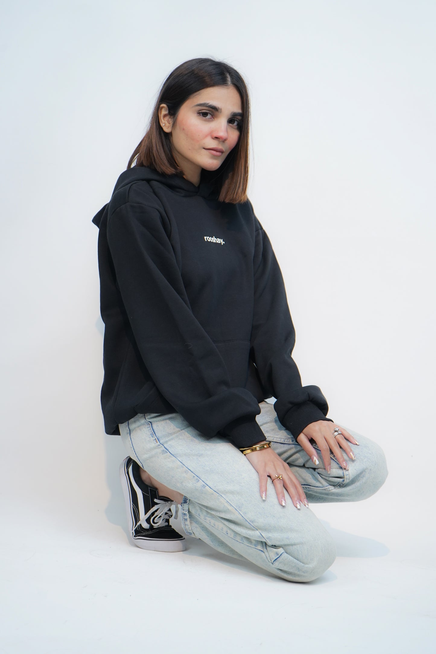 Black - Solid Oversized Hoodie