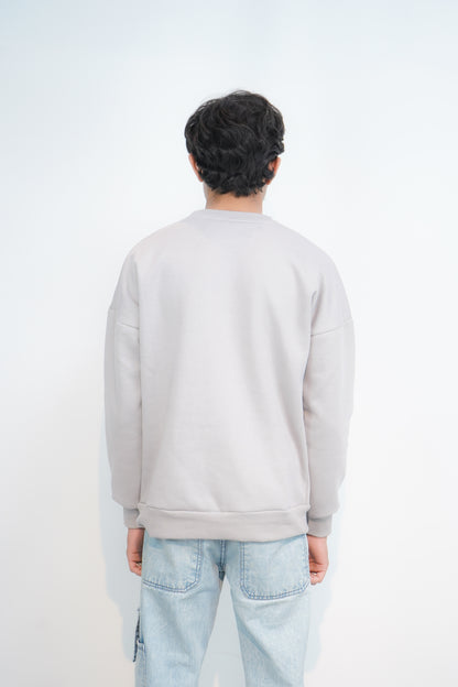 Grey - Solid Oversized Sweatshirt