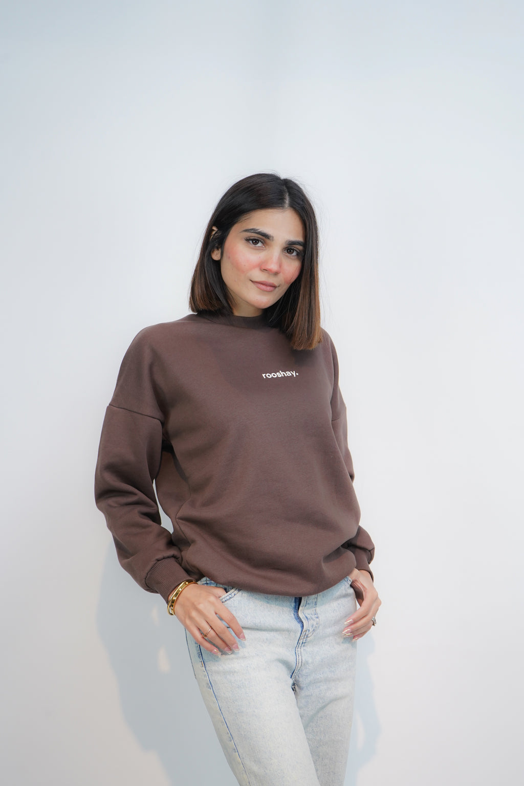 Chocolate Brown - Solid Oversized Sweatshirt