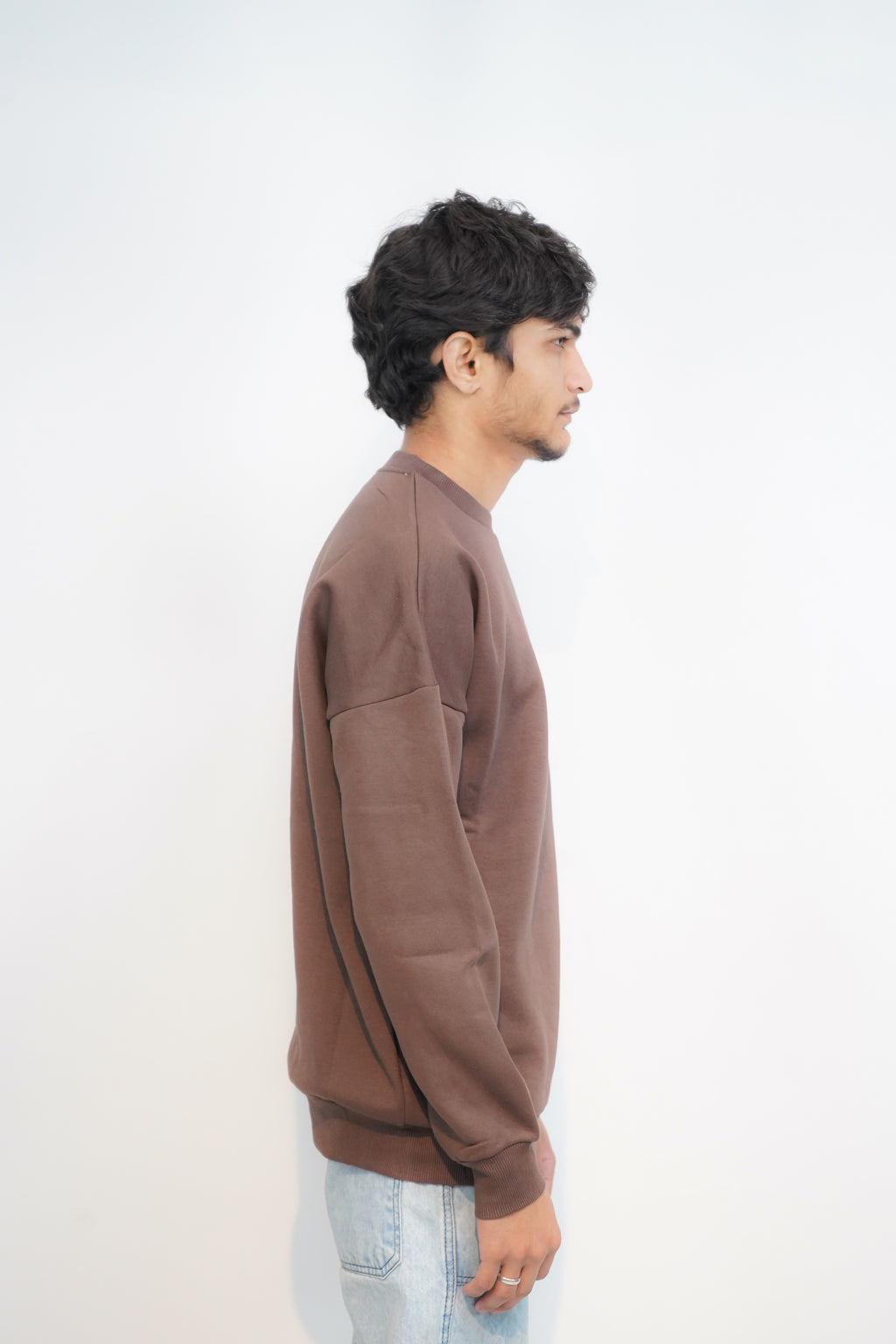 Chocolate Brown - Solid Oversized Sweatshirt