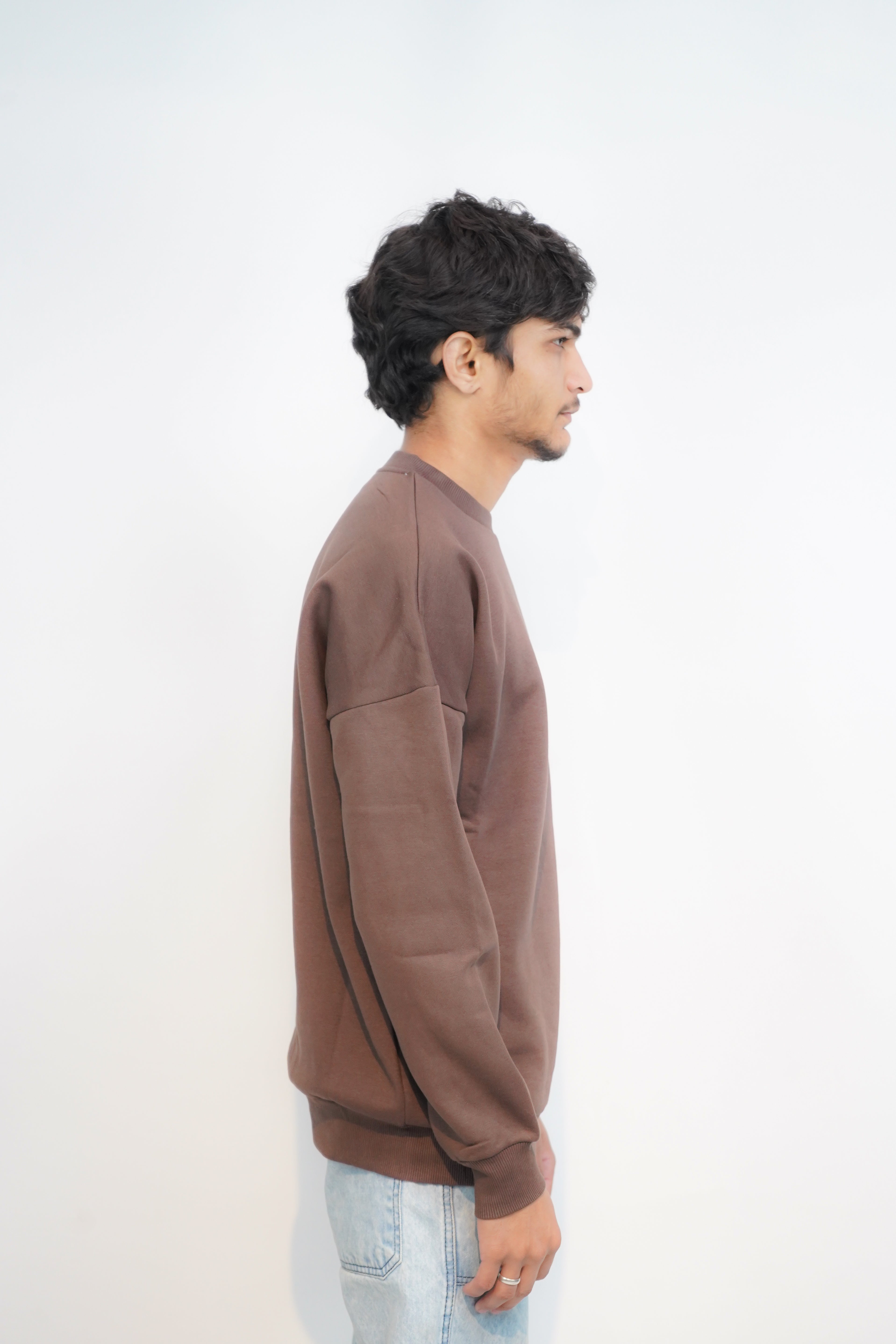 Chocolate Brown - Solid Oversized Sweatshirt