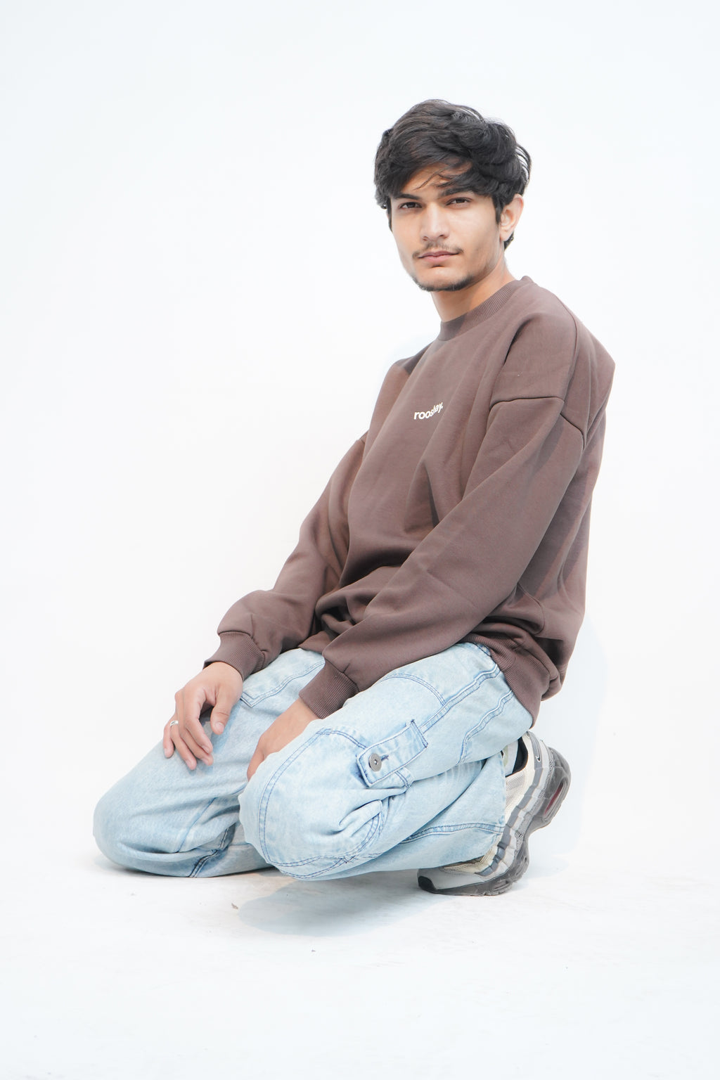 Chocolate Brown - Solid Oversized Sweatshirt