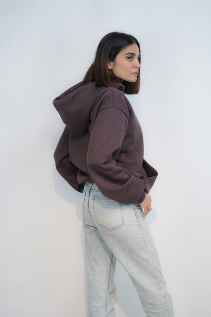 Coffee Brown - Solid Oversized Hoodie