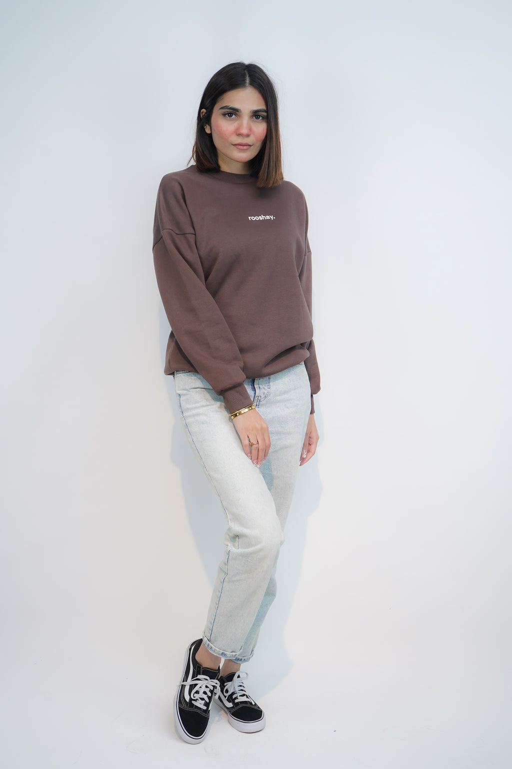 Chocolate Brown - Solid Oversized Sweatshirt