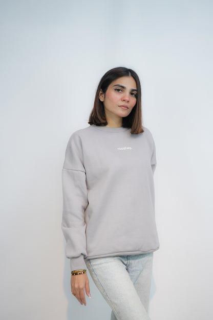 Grey - Solid Oversized Sweatshirt