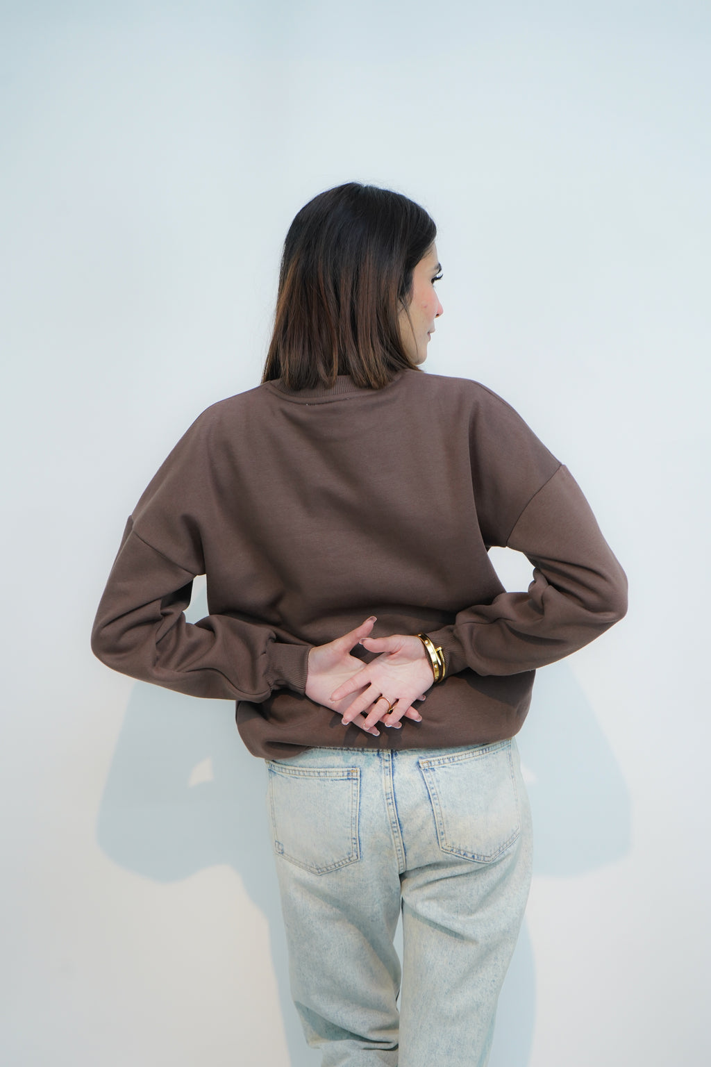 Chocolate Brown - Solid Oversized Sweatshirt