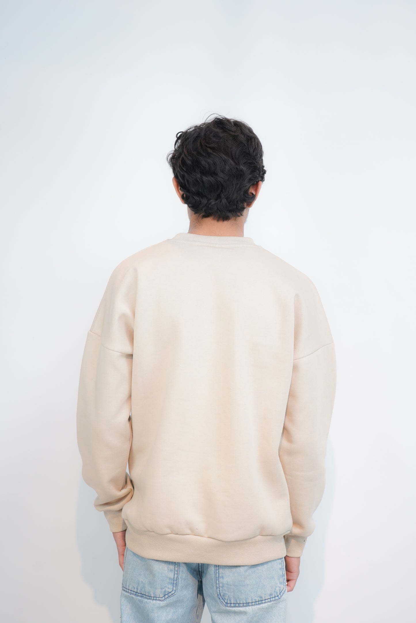 Beige - Solid Oversized Sweatshirt