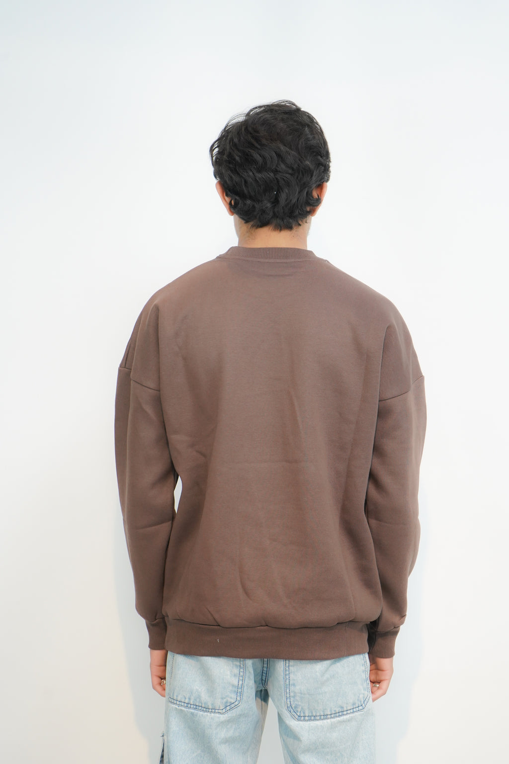 Chocolate Brown - Solid Oversized Sweatshirt