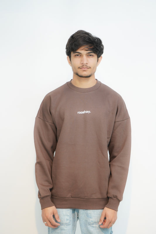 Chocolate Brown - Solid Oversized Sweatshirt