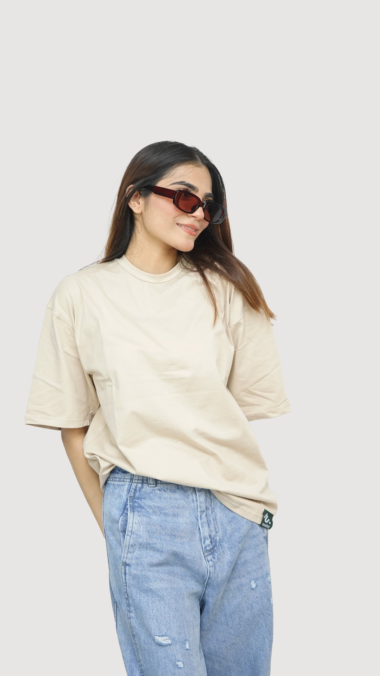 Stone Beige - Solid Oversized T-shirt