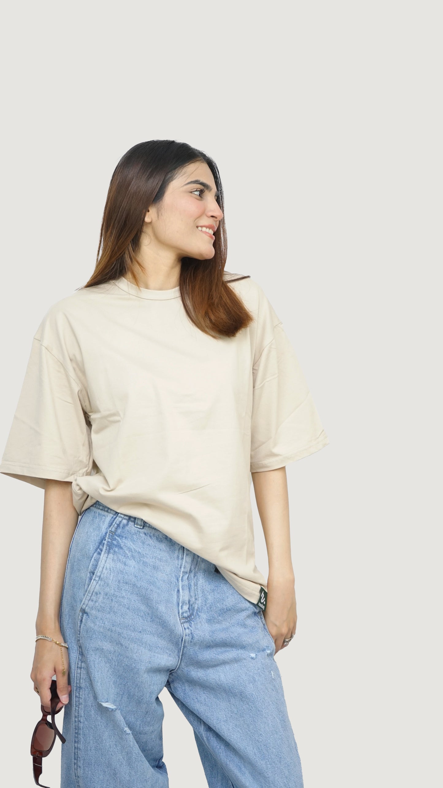 Stone Beige - Solid Oversized T-shirt