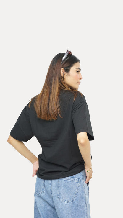 Jet Black - Solid Oversized T-shirt