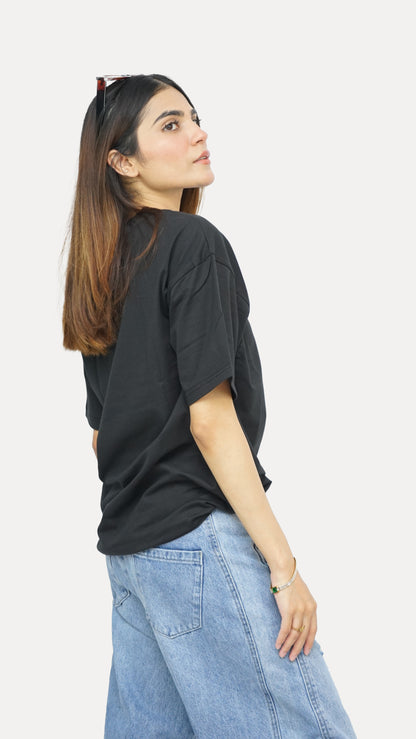 Jet Black - Solid Oversized T-shirt