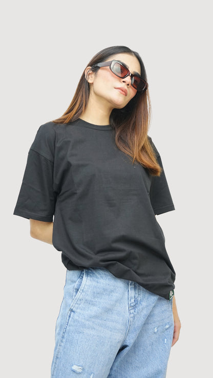 Jet Black - Solid Oversized T-shirt