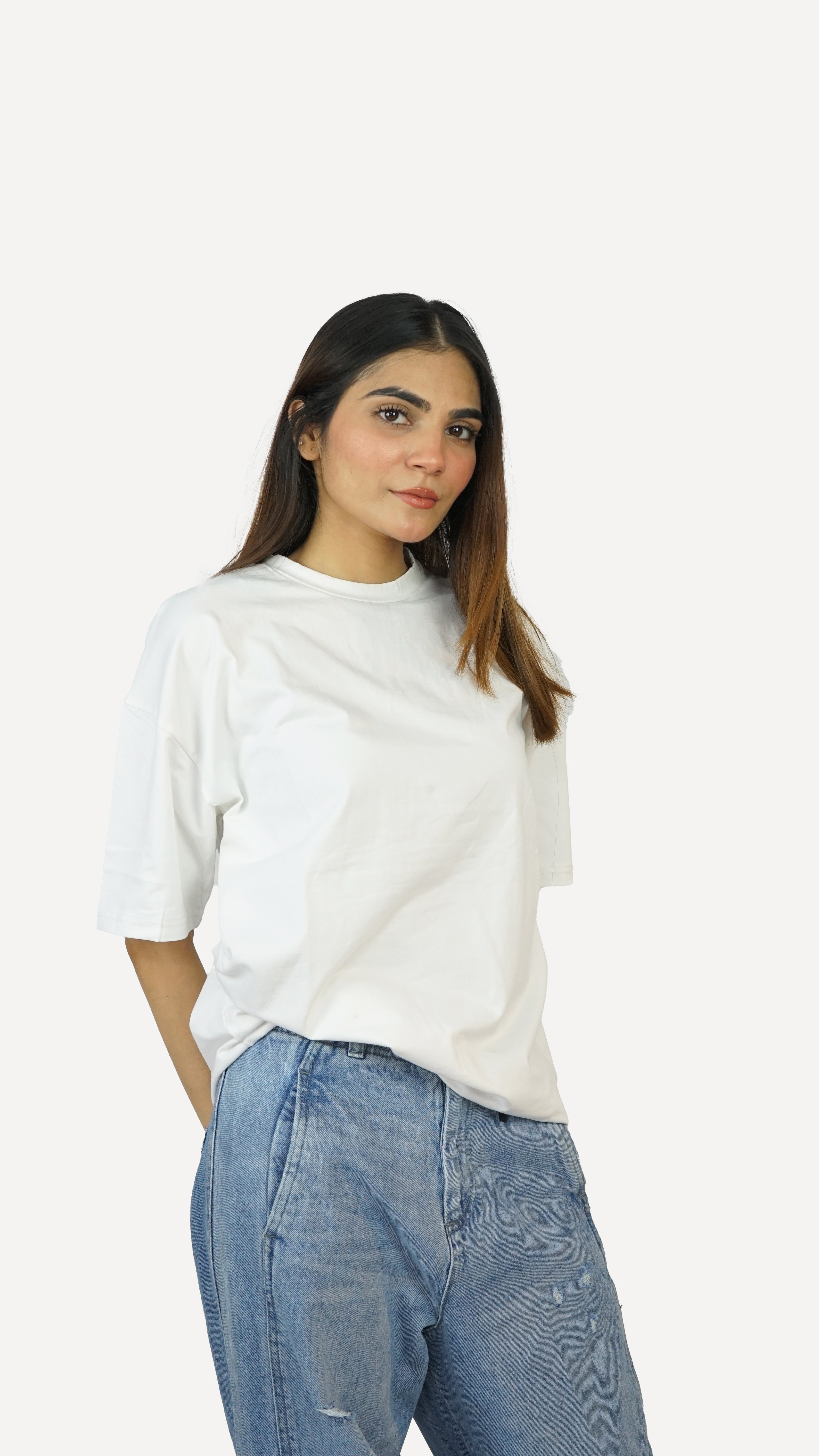 Crisp White - Solid Oversized T-shirt