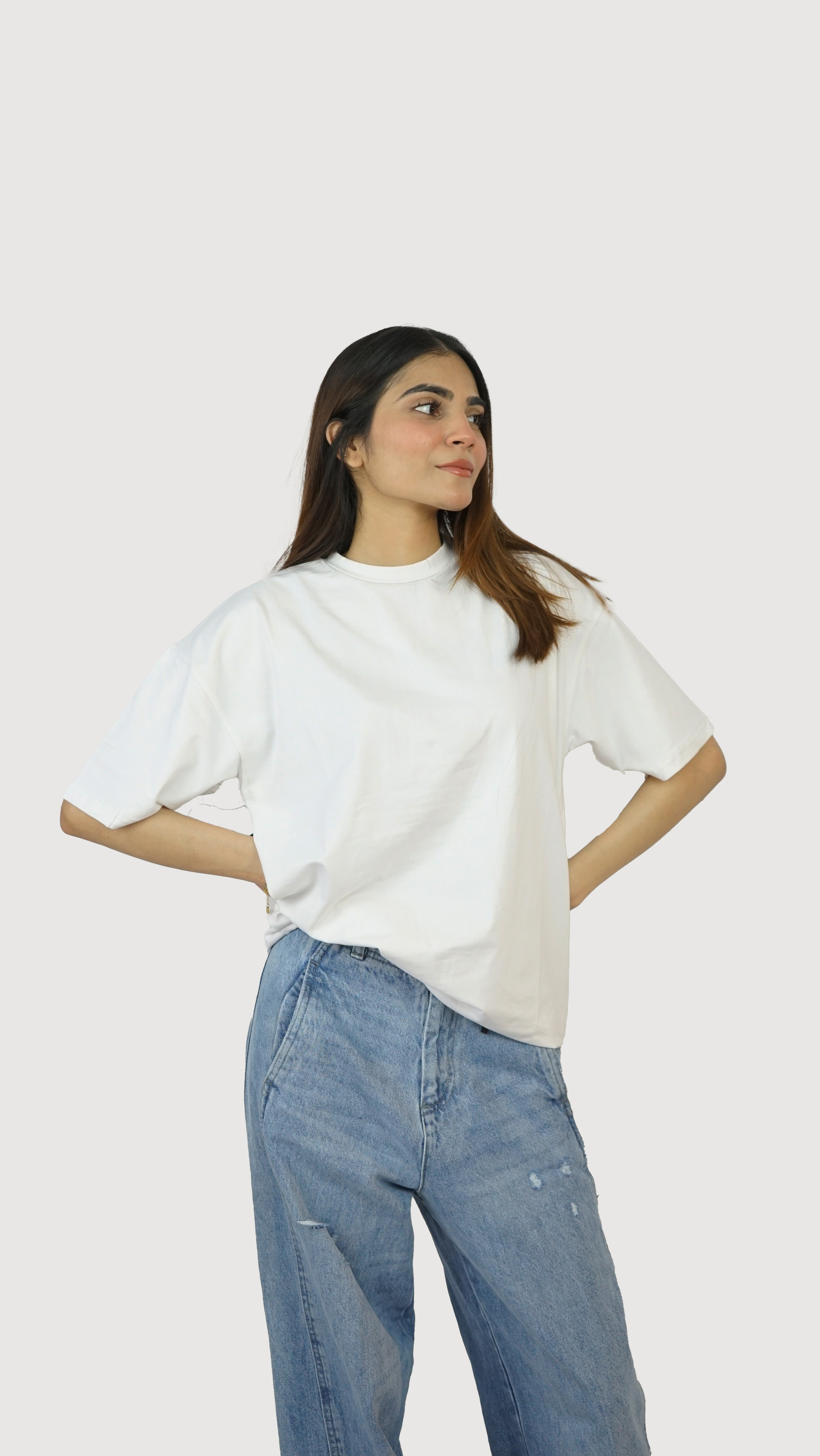 Crisp White - Solid Oversized T-shirt