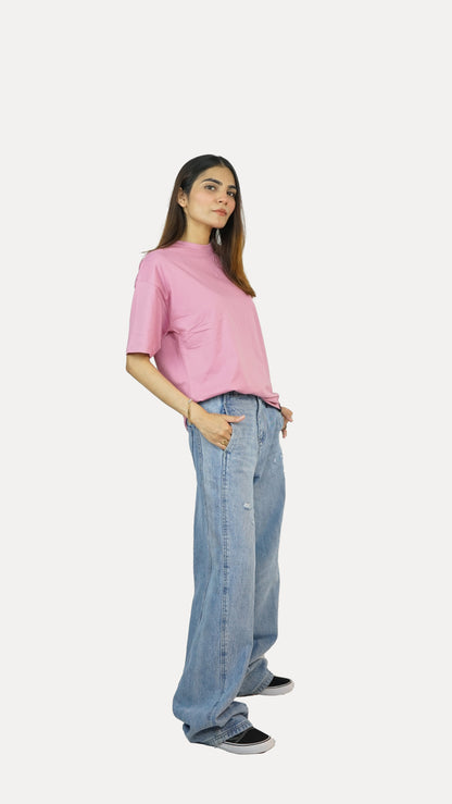 Soft Pink - Solid Oversized T-shirt