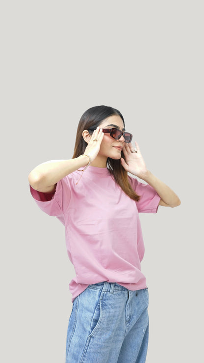 Soft Pink - Solid Oversized T-shirt