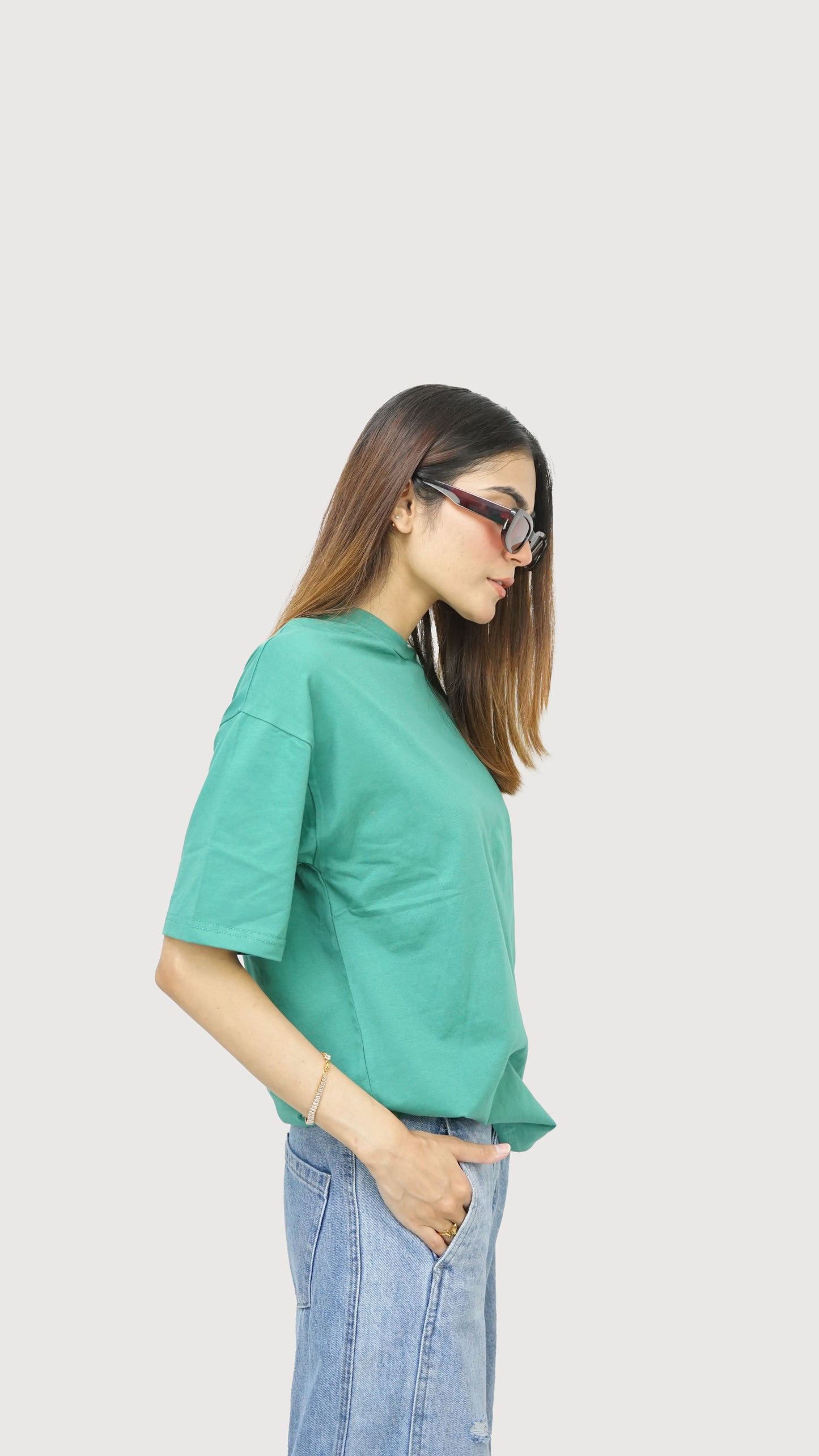 Jade Green - Solid Oversized T-shirt