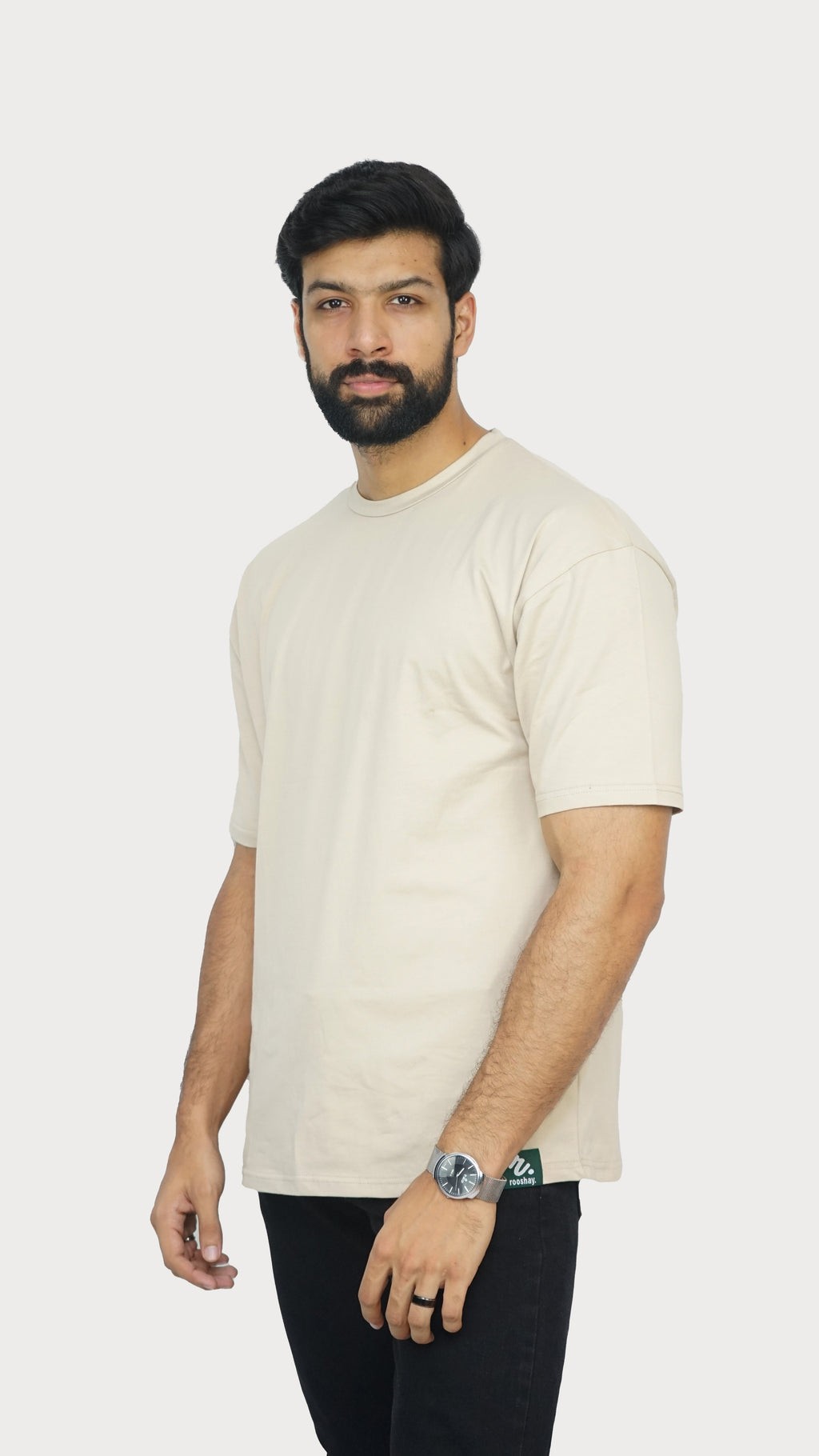 Stone Beige - Solid Oversized T-shirt