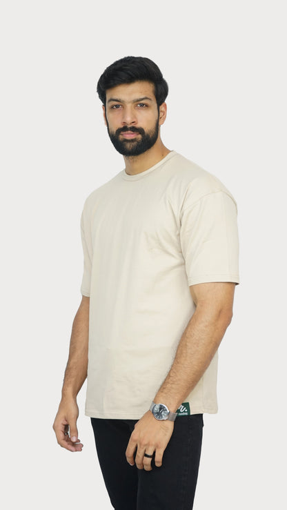 Stone Beige - Solid Oversized T-shirt