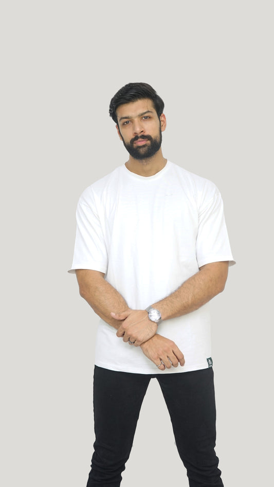 Crisp White - Solid Oversized T-shirt