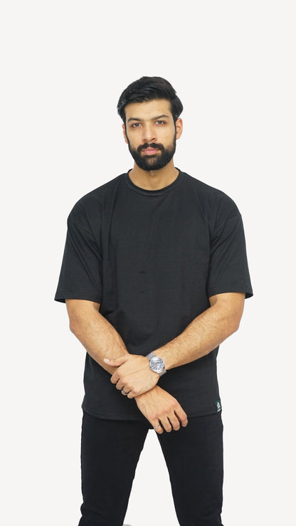 Jet Black - Solid Oversized T-shirt