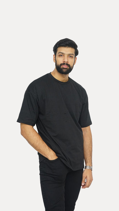 Jet Black - Solid Oversized T-shirt