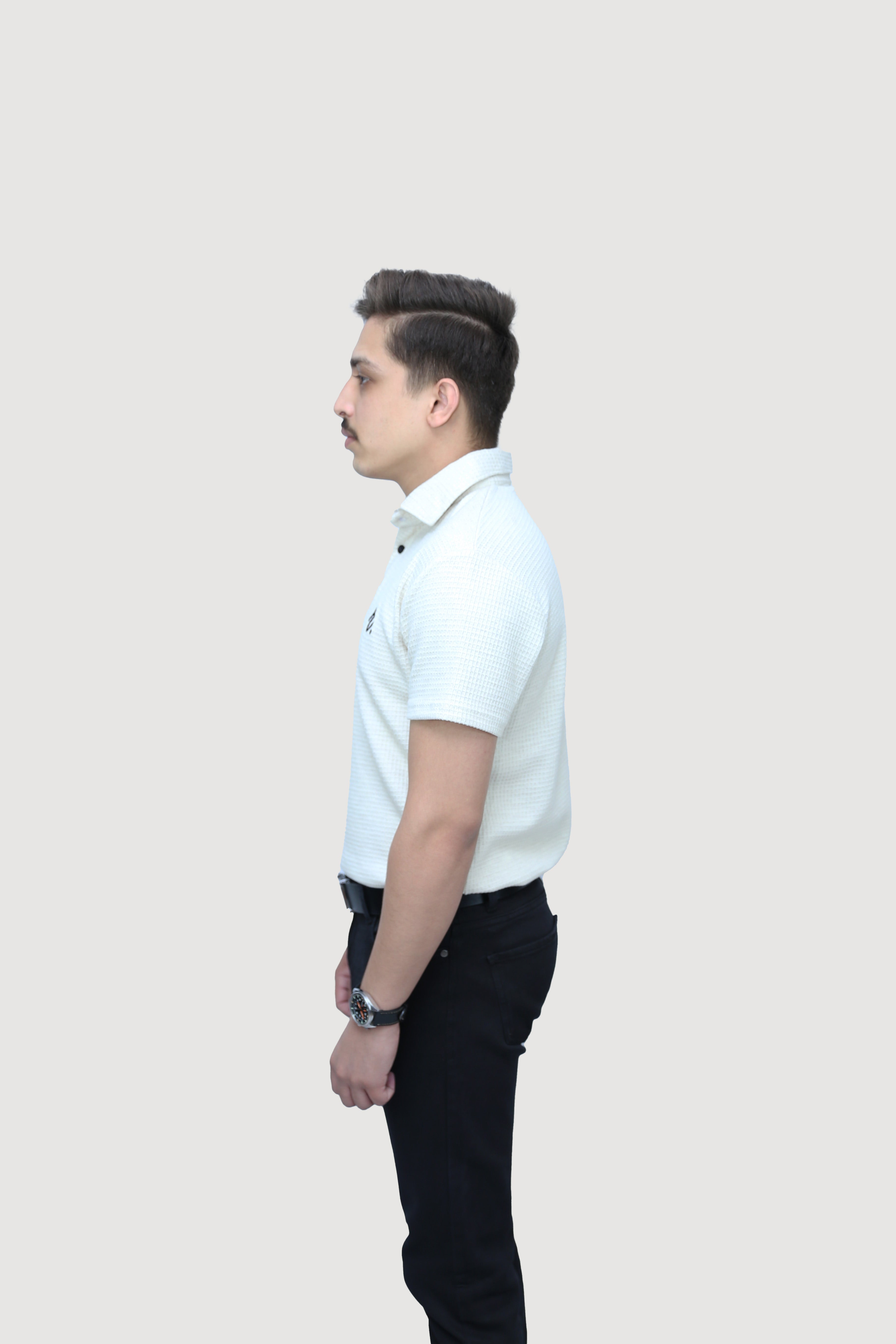 Beige - Grid Texture Polo