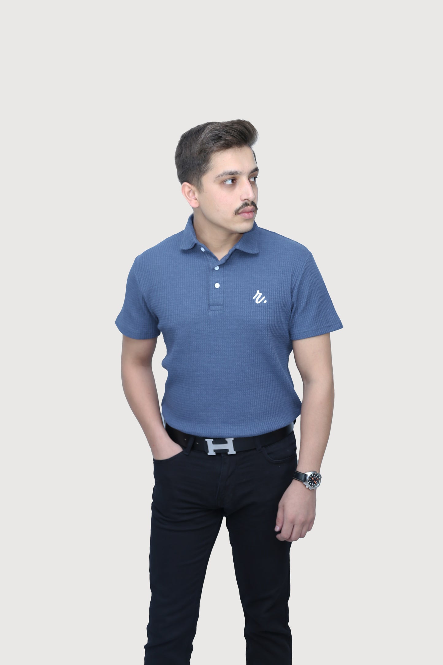 Slate Blue - Waffle Texture Polo