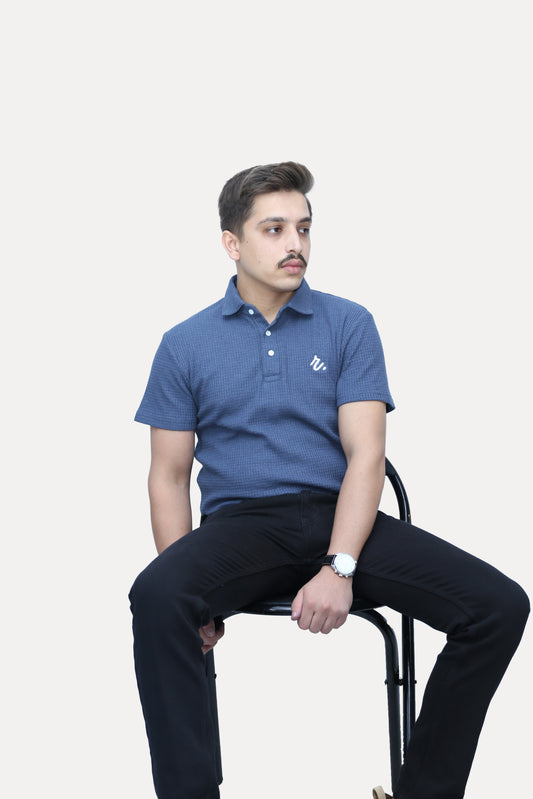 Slate Blue - Waffle Texture Polo