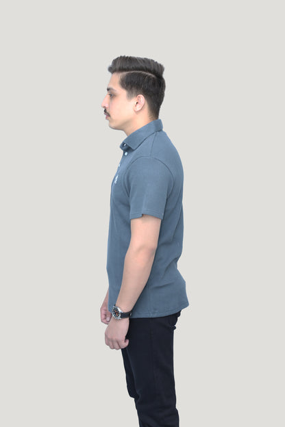 Muted Grey - Ribbed knit Polo