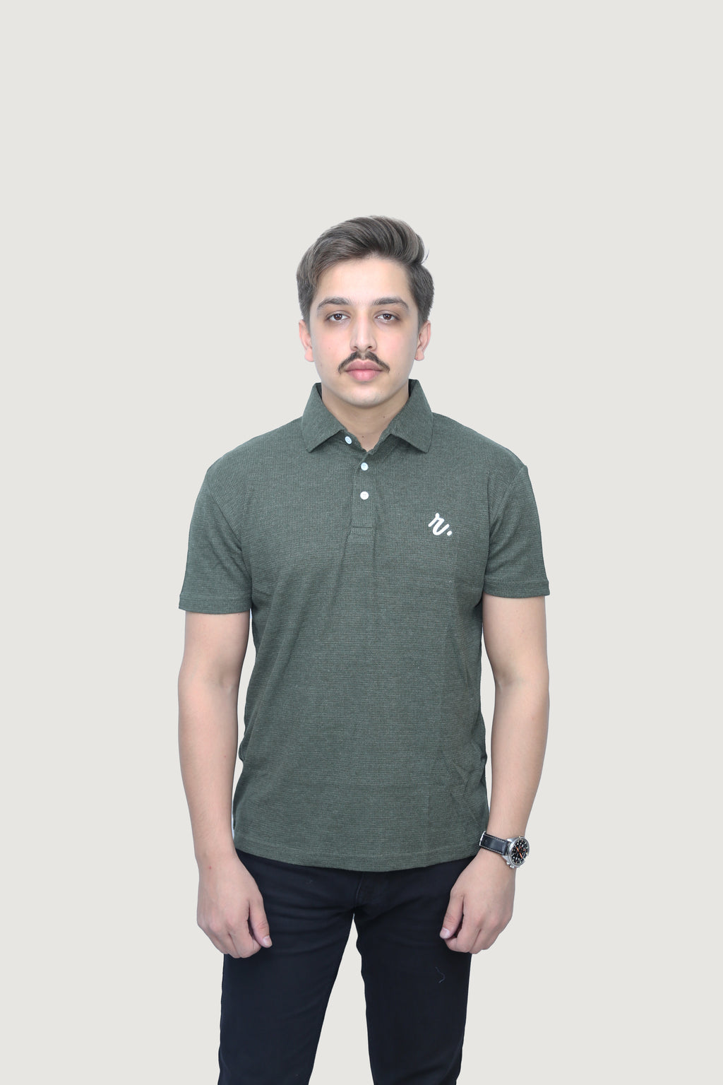 Olive - Heathered Rib Polo