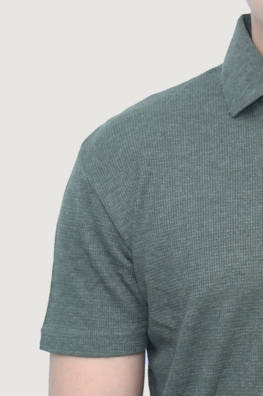 Olive - Heathered Rib Polo