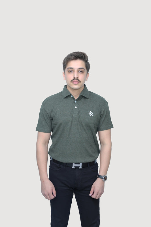 Olive - Heathered Rib Polo