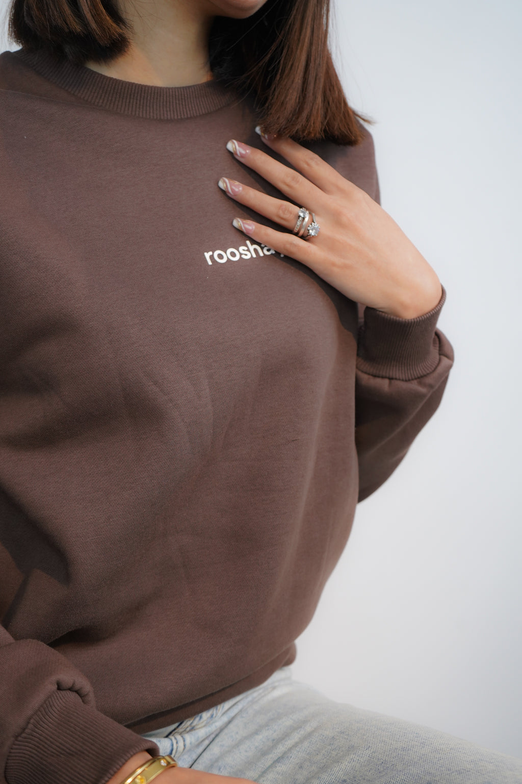 Chocolate Brown - Solid Oversized Sweatshirt
