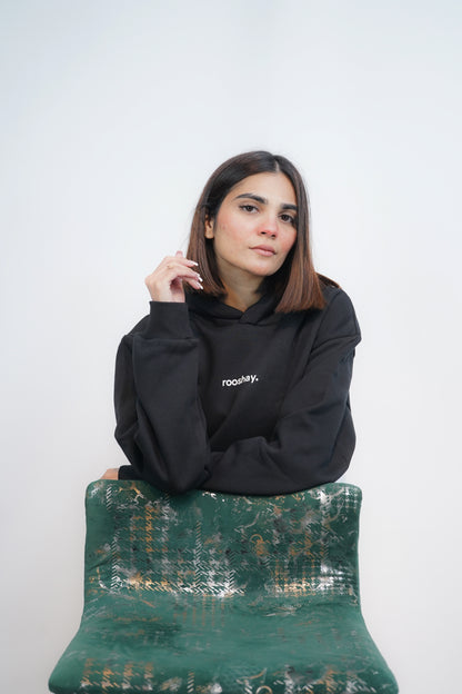 Black - Solid Oversized Hoodie