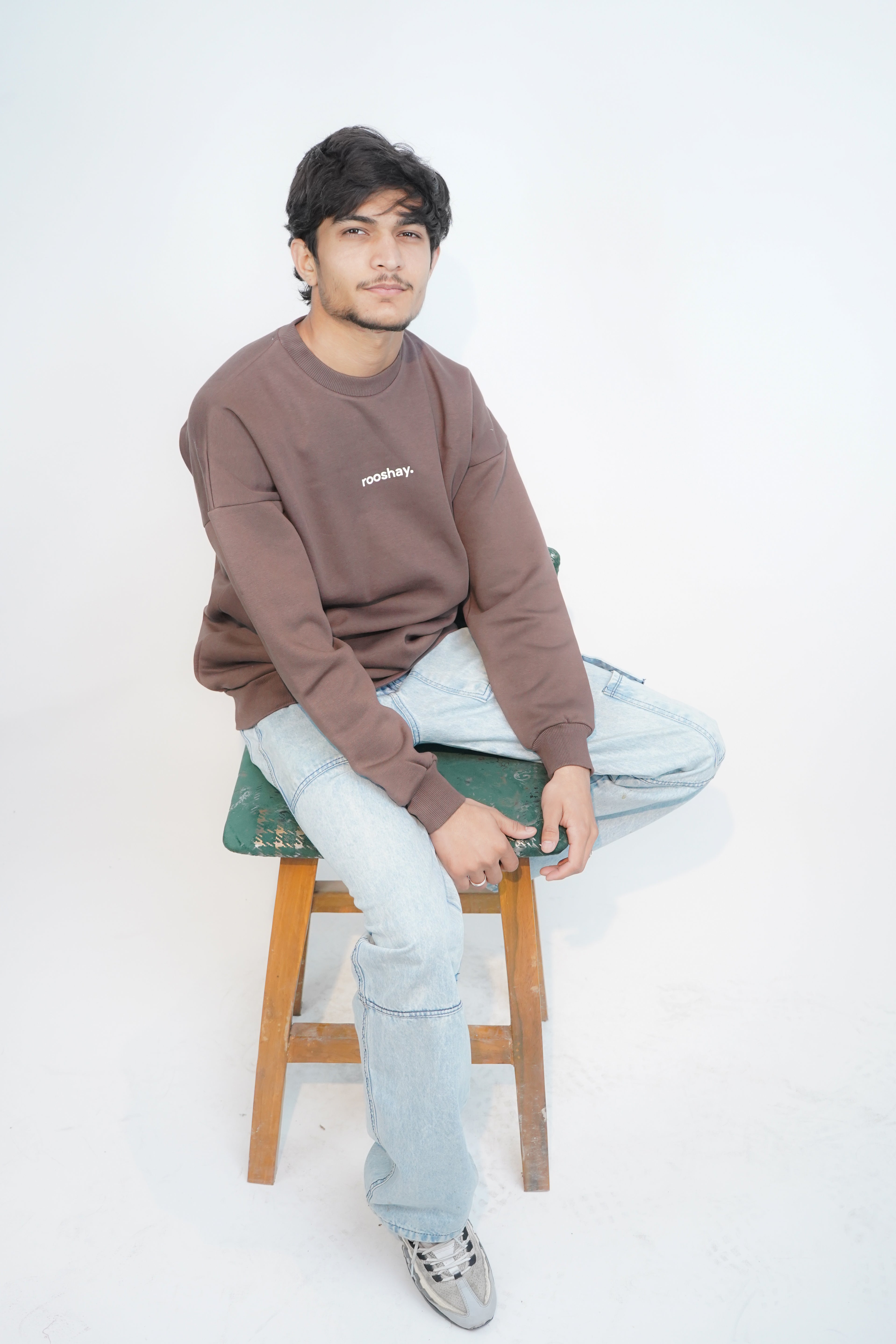 Chocolate Brown - Solid Oversized Sweatshirt