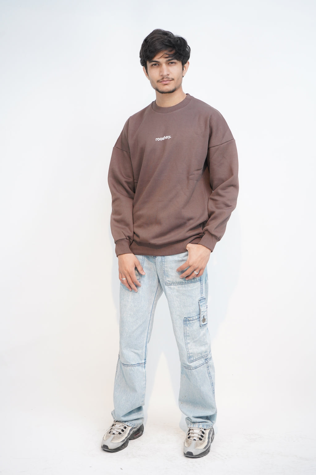 Chocolate Brown - Solid Oversized Sweatshirt