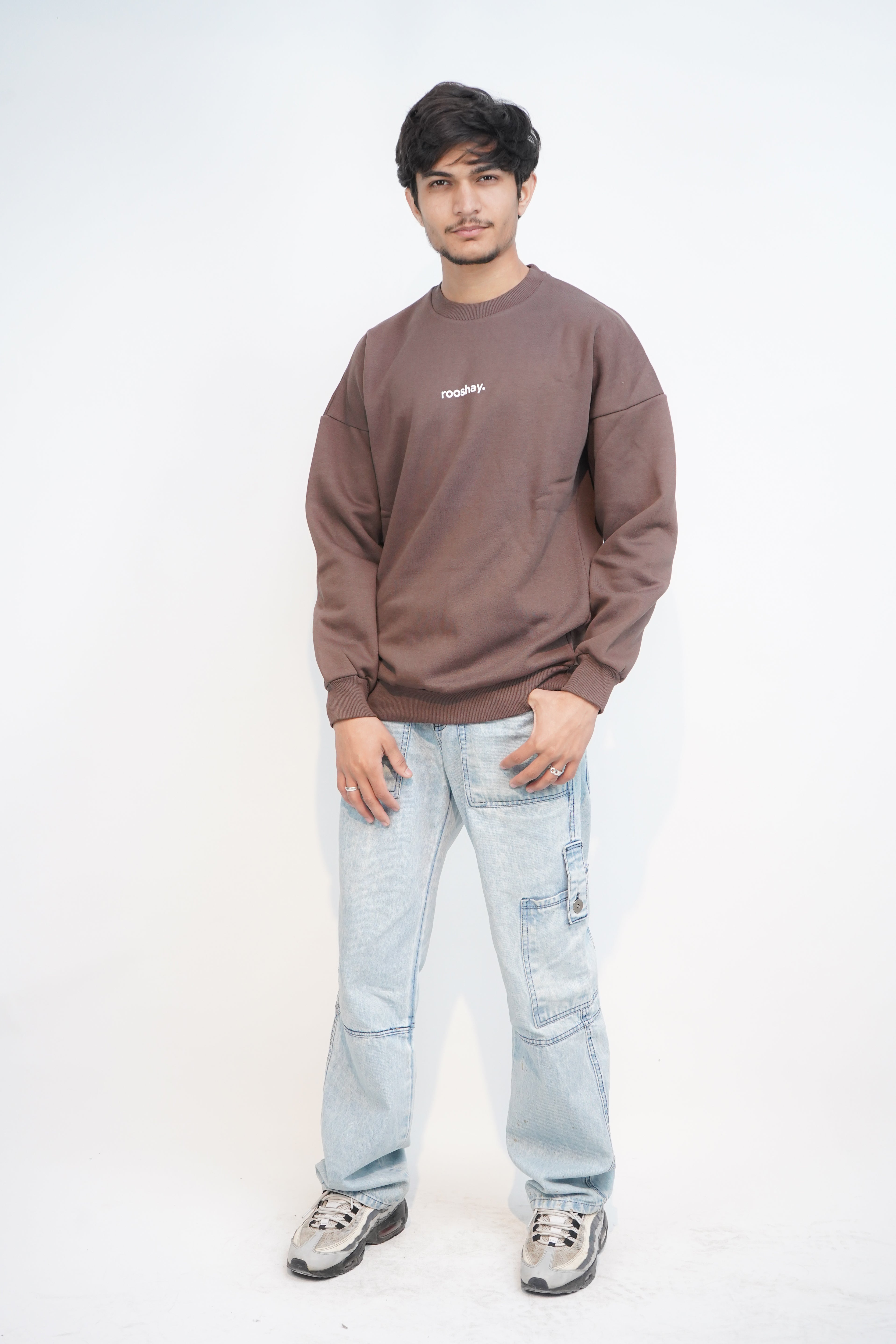 Chocolate Brown - Solid Oversized Sweatshirt